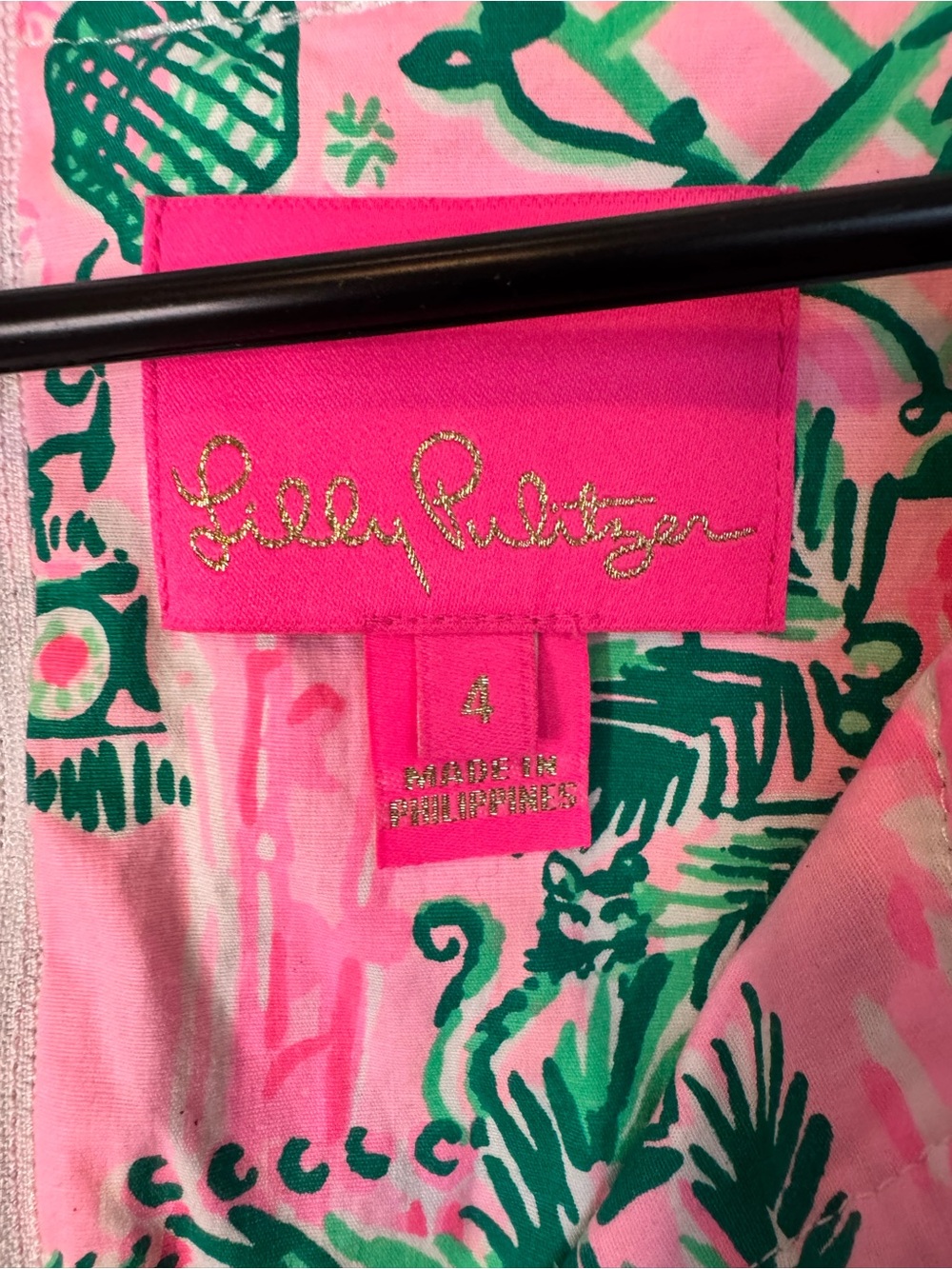 Lilly Pulitzer Pink & Green Gulianna Stretch Shift Dress with Lace Trim - Picture 4 of 6